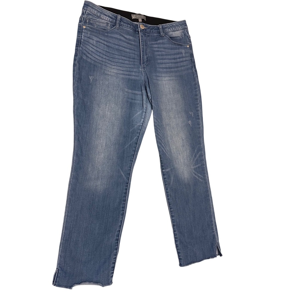 Wit & Wisdom Ab-solution Straight Leg Jeans 14 Medium Wash Distressed L1557KY7